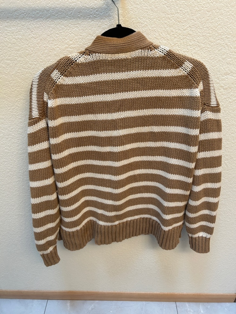 J. Crew Heritage cotton relaxed cardigan in stripe camel natural medium - Picture 4 of 5